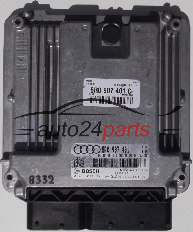 ECU CENTRALITA DE MOTOR AUDI Q5 8R, 3.0, BOSCH 0 281 014 723, 0281014723, 8R0 907 401 C, 8R0907401C, 8K1907401