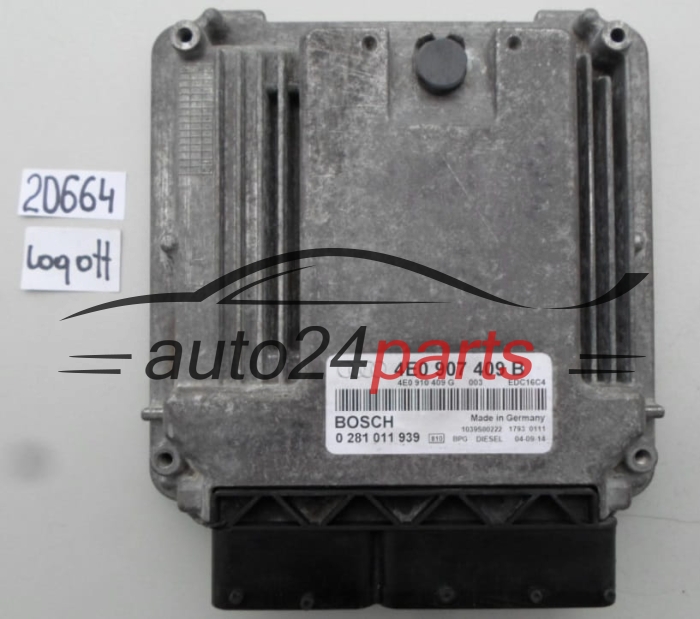 KOMPUTER STEROWNIK SILNIKA AUDI A8 4.0 TDI BOSCH 0 281 011 939, 0281011939, 4E0 907 409 B, 4E0907409B, 4E0 910 489 G, 4E0910489G, EDC16C4