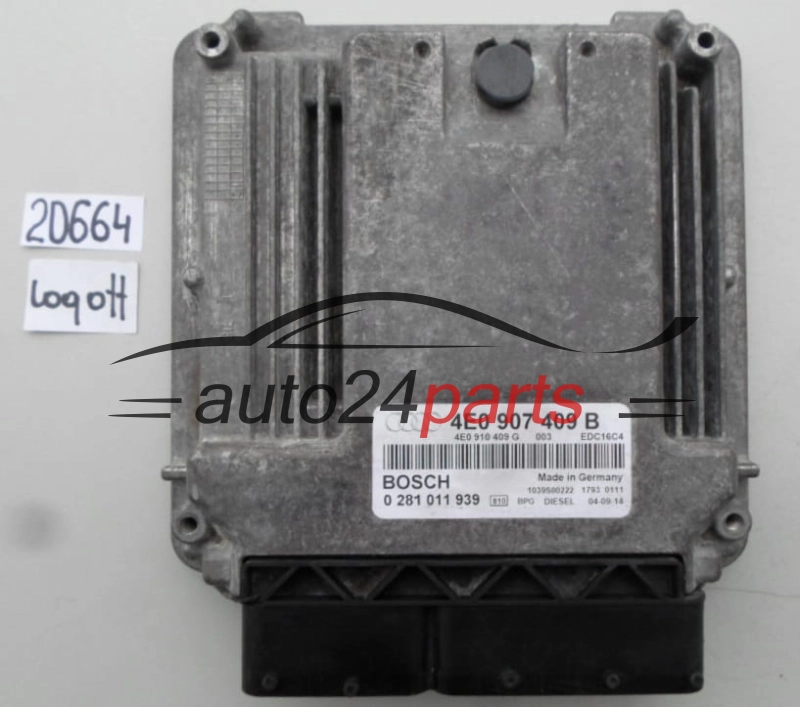KOMPUTER STEROWNIK SILNIKA AUDI A8 4.0 TDI BOSCH 0 281 011 939, 0281011939, 4E0 907 409 B, 4E0907409B, 4E0 910 489 G, 4E0910489G, EDC16C4