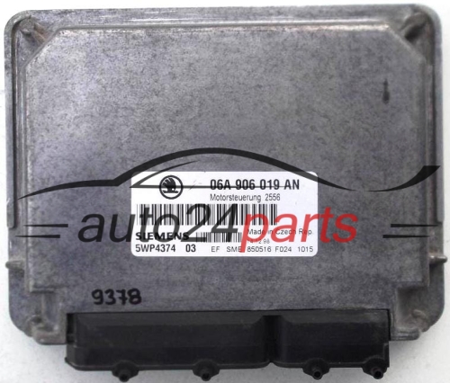 KOMPUTER STEROWNIK SILNIKA SKODA OCTAVIA 1.6 AEH SIEMENS 5WP4374 03, 06A 906 019 AN, 06A906019AN 