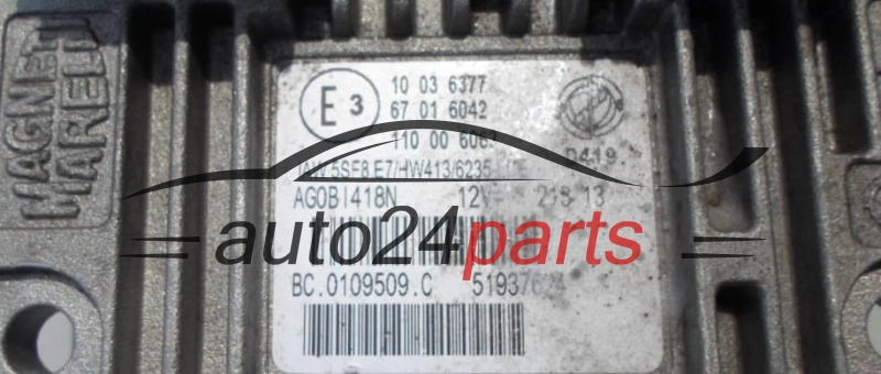 KOMPUTER STEROWNIK SILNIKA FIAT PANDA 1.2 IAW 5SF8.E7, IAW5SF8E7, 51937624 