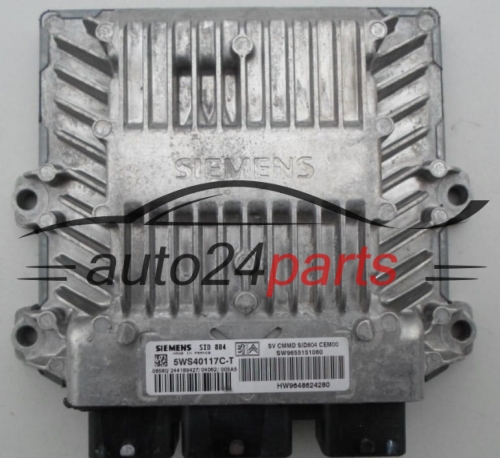 ECU CENTRALITA DE MOTOR  CITROEN PEUGEOT SIEMENS 5WS40117C-T,  SW 9655151080, HW 9648624280, SID804
