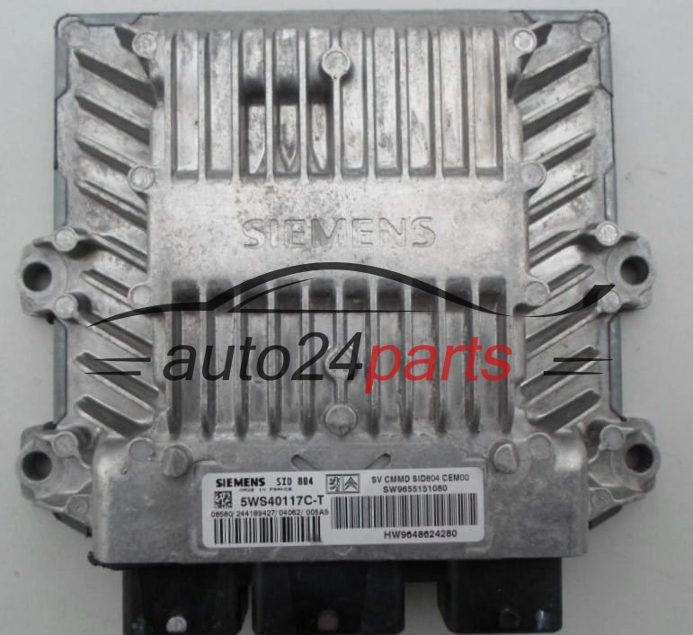 ECU CENTRALITA DE MOTOR  CITROEN PEUGEOT SIEMENS 5WS40117C-T,  SW 9655151080, HW 9648624280, SID804