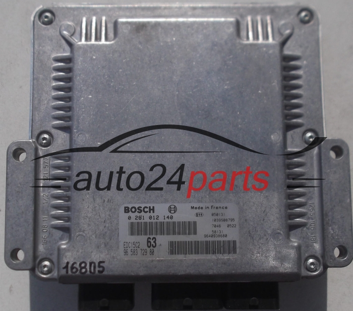 PEUGEOT 307 2.0 HDI, BOSCH 0 281 012 140, 0281012140, 96 583 729 80, 9658372980, 9640938680, 1039S08795, EDC15C2 63