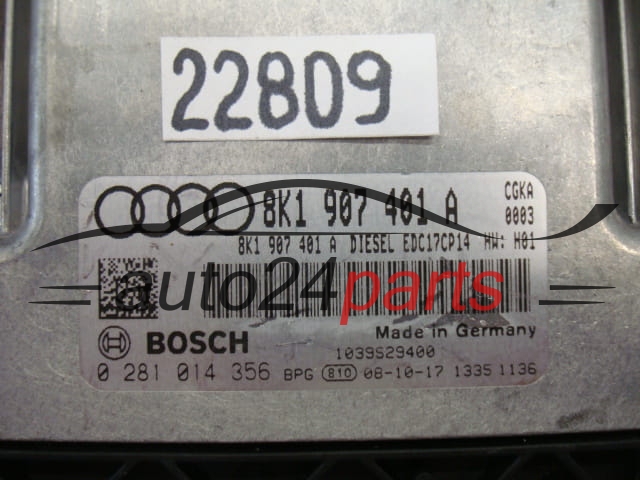 KOMPUTER STEROWNIK SILNIKA AUDI A5 BOSCH 0 281 014 356, 0281014356, 8K1 907 401 A, 8K1907401A, EDC17CP14