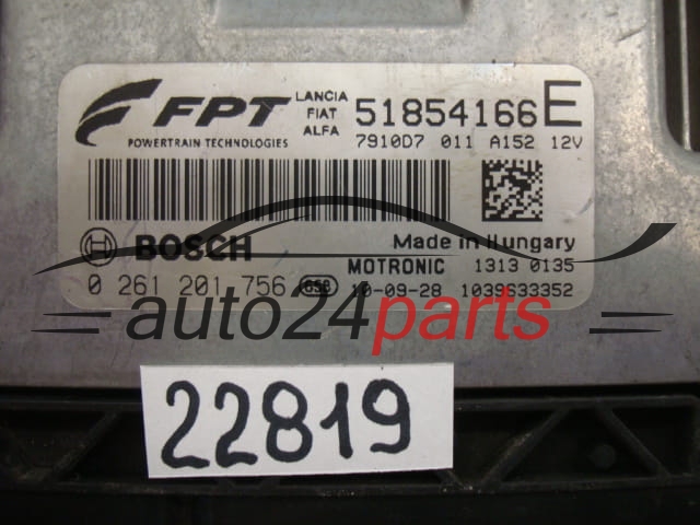 KOMPUTER STEROWNIK SILNIKA FIAT ALFA 500 LANCIA 1.4 TSI BOSCH 0 261 201 756, 0261201756, 51854166
