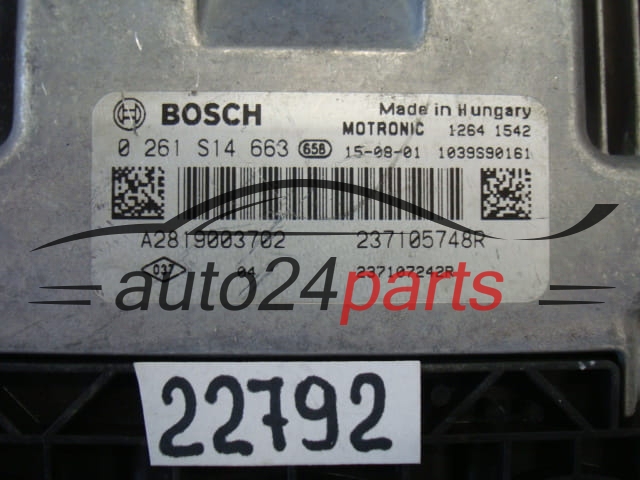 CENTRALITA DE MOTOR RENAULT TWINGO BOSCH 0 261 S14 663, 0261S14663, 237105748R