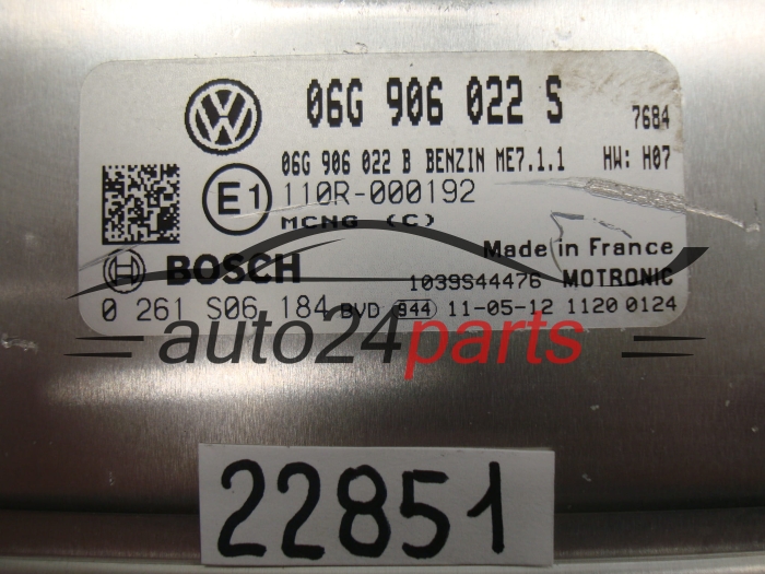 MOTORSTEUERGERÄT ECU STEUERGERAT VW VOLKSWAGEN CADDY BOSCH 0 261 S06 184, 0261S06184, 06G 906 022 S, 06G906022S, ME7.1.1