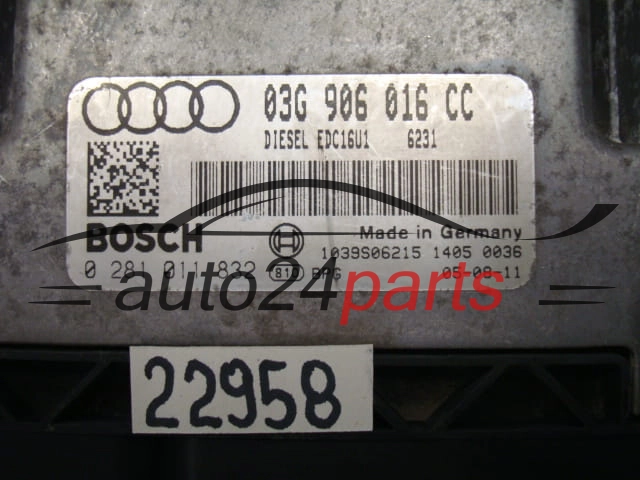 Komputer sterownik silnika Audi 0281011832 03G906016CC EDC16U1