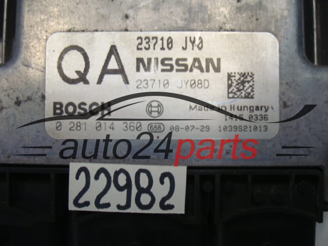 KOMPUTER STEROWNIK SILNIKA RENAULT KOLEOS 2.0 DCI BOSCH 0281014360, 0 281 014 360, 23710 JY0 QA, 23710JY0 QA, 23710-JY08D, 23710 JY08D, 1039S21013