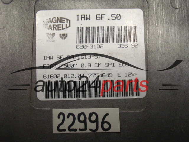 KOMPUTER STEROWNIK SILNIKA FIAT CINQUECENTO 500 0.9, MAGNETI MARELLI IAW 6F.S0, IAW6FS0, 61602.012.04, 6160201204, 7754649