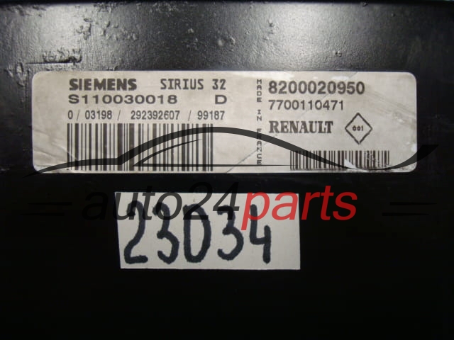 KOMPUTER STEROWNIK SILNIKA RENAULT MEGANE SIEMENS S110030018 D, S110030018D, 8200020950, 7700110471