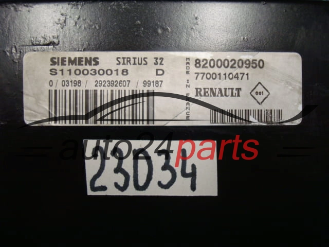 KOMPUTER STEROWNIK SILNIKA RENAULT MEGANE SIEMENS S110030018 D, S110030018D, 8200020950, 7700110471