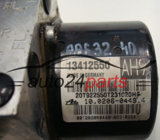 POMPE HYDRAULIQUE ET CALCULATEUR d'ABS OPEL ASTRA J 13412550, 10.0206-0449.4, 10020604494, 10.0960-4584.3, 10096045843