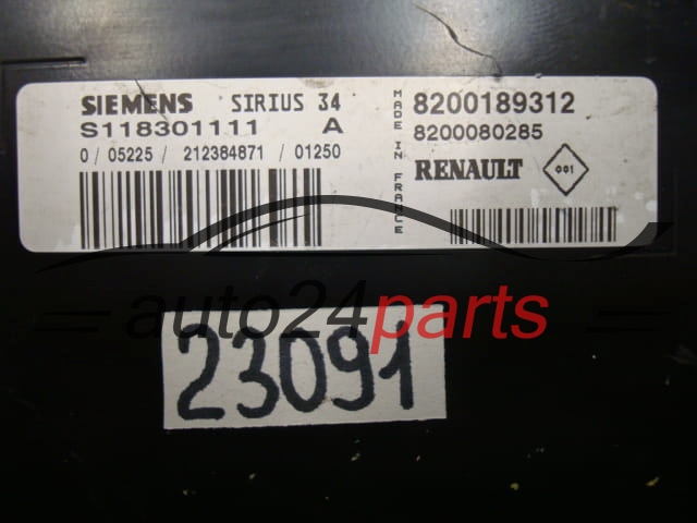 KOMPUTER STEROWNIK SILNIKA RENAULT CLIO 1.4 SIEMENS S118301111 A, S118301111A, 8200189312, 8200080285