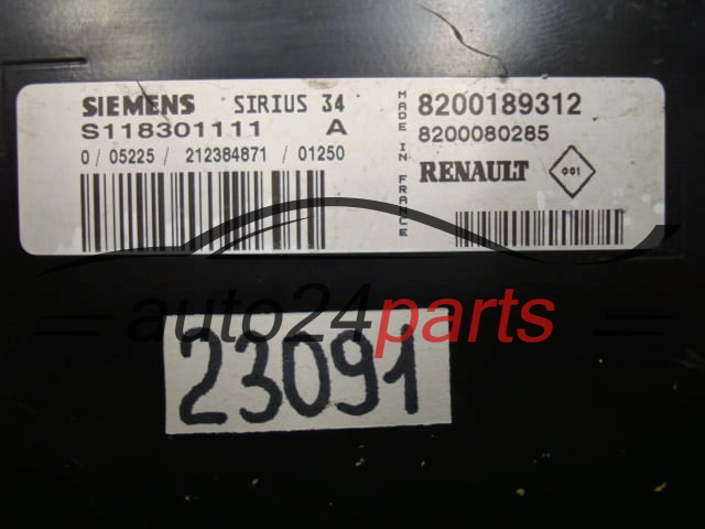 KOMPUTER STEROWNIK SILNIKA RENAULT CLIO 1.4 SIEMENS S118301111 A, S118301111A, 8200189312, 8200080285