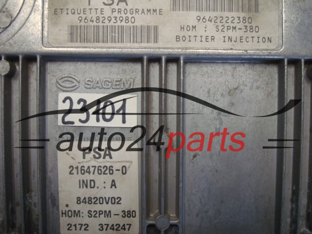 KOMPUTER STEROWNIK SILNIKA CITROEN C3 1.4 Sagem 21647626-0, 216476260, 9648293980, 9642222