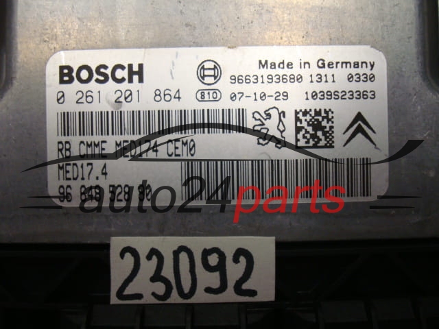 MOTORSTEUERGERÄT ECU STEUERGERAT PEUGEOT 207 1.6 THP BOSCH 0 261 201 864, 0261201864, 96 648 528 880, 96648528880