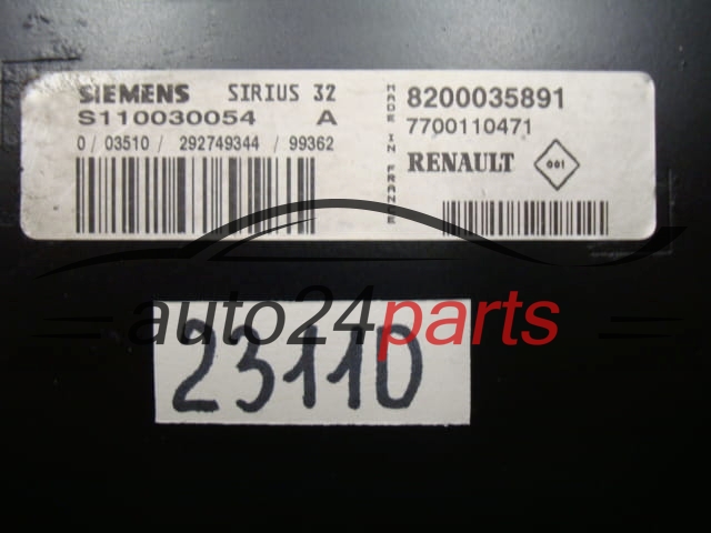 CALCULATEUR MOTEUR RENAULT MEGANE SCENIC S110030054 A, S110030054A, 8200035891, SIRIUS 32