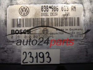 KOMPUTER STEROWNIK SILNIKA SEAT VOLKSWAGEN 1.9 SDI BOSCH 0 281 010 007, 0281010007, 038 906 013 AN, 038906013AN