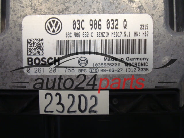 KOMPUTER STEROWNIK SILNIKA VW VOLKSWAGEN GOLF 1.4 TSI 03C906032Q, 03C 906 032 Q, 03C906032C, 03C 906 032 C, BOSCH 0261201768, 0 261 201 768, BENZIM MED17.5.1 1729, 1039S24412