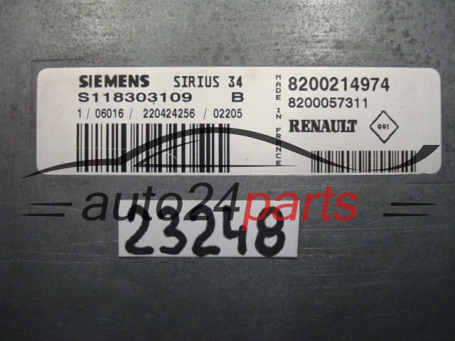 KOMPUTER STEROWNIK SILNIKA RENAULT CLIO SCENIC SIEMENS S118303109 B, S118303109B, 8200214974, 8200057311