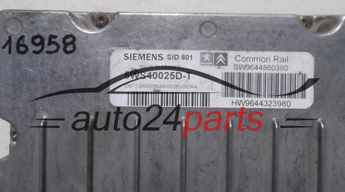 KOMPUTER STEROWNIK SILNIKA CITROEN, PEUGEOT 2.0 HDI SIEMENS 5WS40025D-T, 5WS40025DT, SW9644860380, HW9644323980