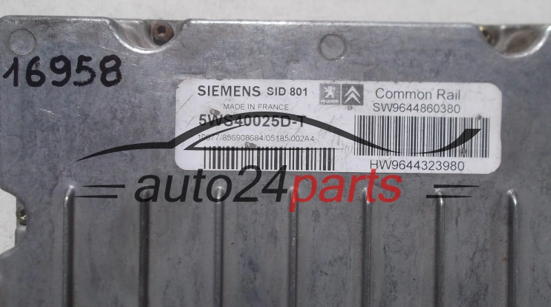 KOMPUTER STEROWNIK SILNIKA CITROEN, PEUGEOT 2.0 HDI SIEMENS 5WS40025D-T, 5WS40025DT, SW9644860380, HW9644323980