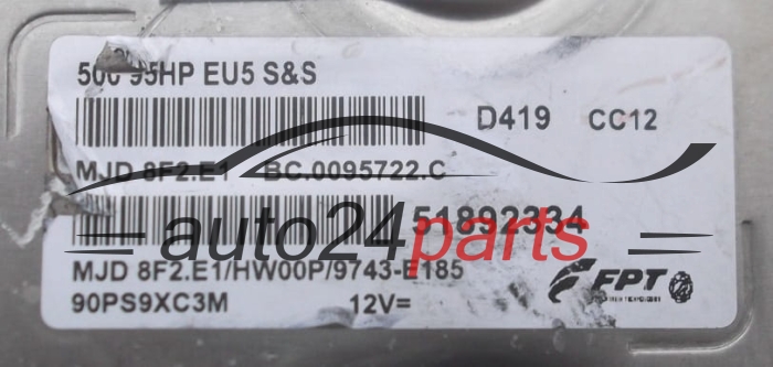 KOMPUTER STEROWNIK SILNIKA FIAT 500 1.3 JTD MAGNETI MARELLI MJD 8F2.E1