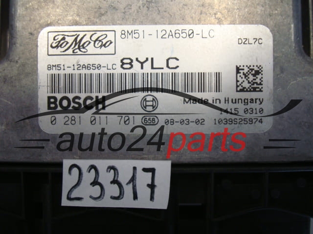 KOMPUTER STEROWNIK SILNIKA FORD FOCUS 1.6 TDCI BOSCH 0 281 011 701, 0281011701, 8M5112A650LC, 8M51-12A650-LC
