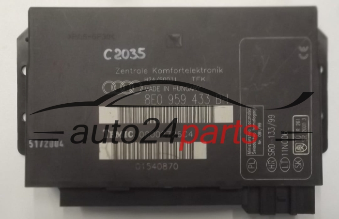 CENTRALKA MODUL STEROWNIK KOMFORTU AUDI 8E0 959 433 BH, 8E0959433BH, TEMIC 00002726C4