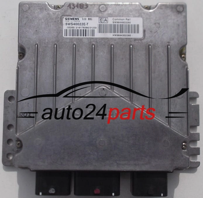 KOMPUTER STEROWNIK SILNIKA CITROEN C5 2.0 HDI SIEMENS 5WS40022E-T, 5WS40022ET, SW 9644803280, HW 9644302380