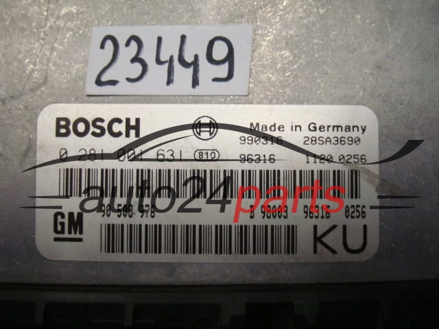KOMPUTER STEROWNIK SILNIKA OPEL ASTRA VECTRA ZAFIRA 2.0 DTI BOSCH 0 281 001 631, 0281001631, GM 90 508 976 KU, 90508976KU, 90508976