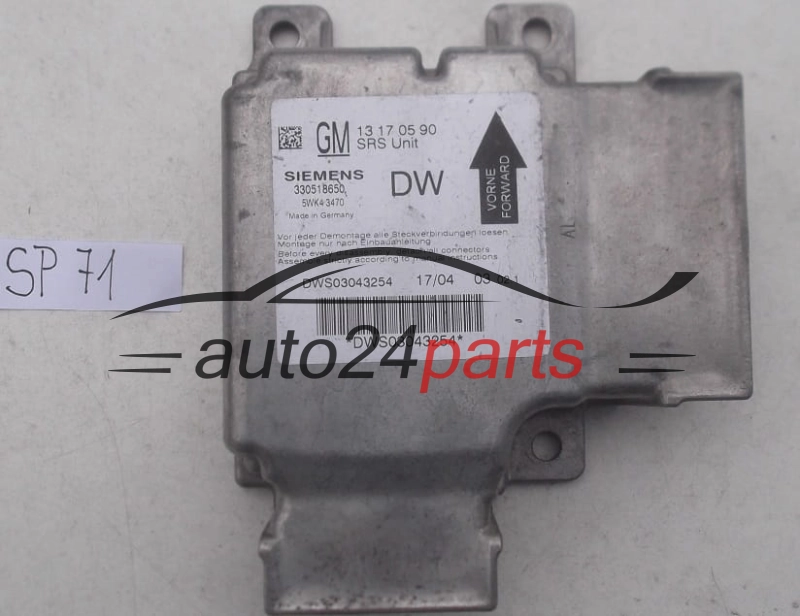 STEROWNIK MODUL PODUSZEK POWIETRZNYCH OPEL VECTRA C SIGNUM GM 13 17 05 90 DW