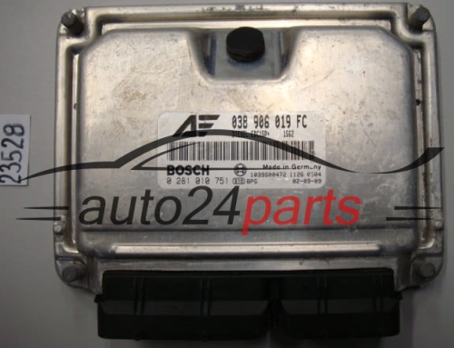 KOMPUTER STEROWNIK SILNIKA VW VOLKSWAGEN SHARAN SEAT ALHAMBRA 1.9 TDI 038906019FC, 038 906 019 FC, BOSCH 0281010751, 0 281 010 751, DIESEL EDC15P+ 1515