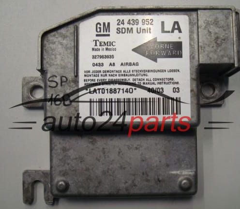 STEROWNIK MODUL PODUSZEK POWIETRZNYCH OPEL CORSA C GM 24 439 952 LA, 24439952, 24439952LA, Temic 327963935