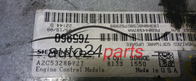 KOMPUTER STEROWNIK SILNIKA DODGE CALIBER P68044507AA, 765960, A2C53286727