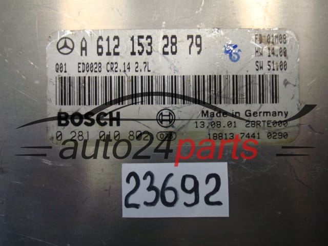 KOMPUTER STEROWNIK SILNIKA MERCEDES W203 BOSCH 0 281 010 802, 0281010802, A 612 153 28 79, A6121532879, CR2.14