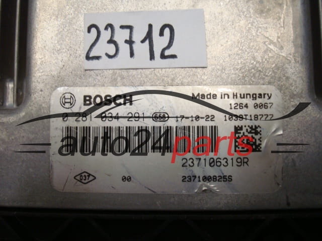 KOMPUTER STEROWNIK SILNIKA RENAULT CAPTUR BOSCH 0 281 034 291, 0281034291, 237106319R