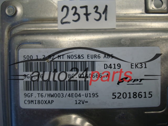 KOMPUTER STEROWNIK SILNIKA FIAT 500 52018615, 9GF.T6, 9GFT6