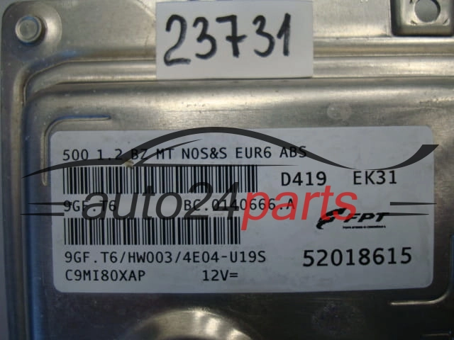 KOMPUTER STEROWNIK SILNIKA FIAT 500 52018615, 9GF.T6, 9GFT6