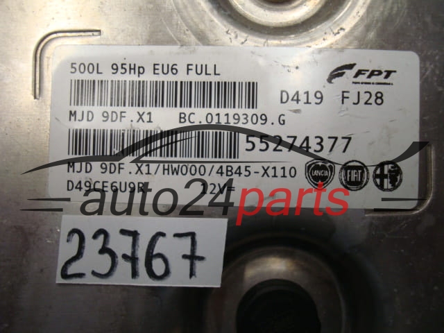 KOMPUTER STEROWNIK SILNIKA FIAT 500 1.3 JTDM 55274377, MJD9DF.X1, MJD9DFX1