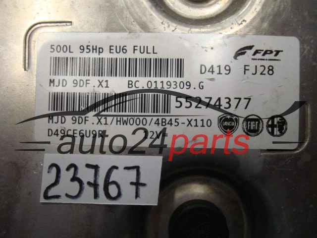 KOMPUTER STEROWNIK SILNIKA FIAT 500 1.3 JTDM 55274377, MJD9DF.X1, MJD9DFX1