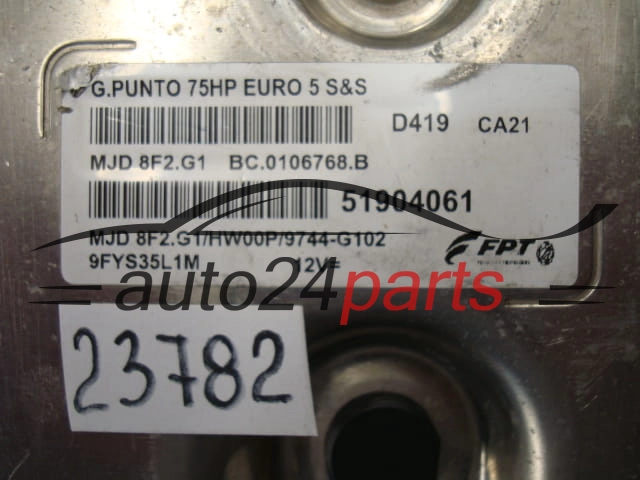 KOMPUTER STEROWNIK SILNIKA FIAT PUNTO EVO 1.3 MAGNETI MARELLI MJD 8F2.G1, MJD8F2G1, FPT 51904061, BC.0106768.B, BC0106768B