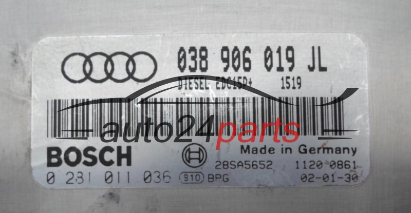 KOMPUTER STEROWNIK SILNIKA AUDI A4 1.9 TDI BOSCH 0 281 011 036,  038 906 019 JL