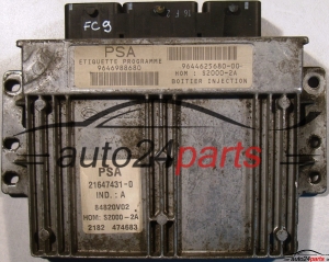 CALCULATEUR MOTEUR PEUGEOT 206 1.4 8V 21647431-0, 9646988680, 9644625680-00, S2000-2A, 84820V02