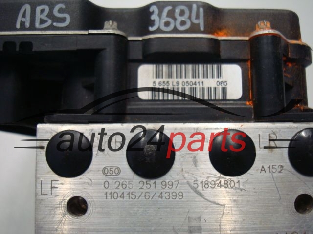 ABS POMPA I STEROWNIK FIAT PUNTO EVO BOSCH 0 265 251 997, 0265251997, 51894801, 0 265 951 832, 0265951832