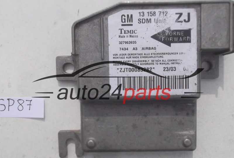 STEROWNIK MODUL PODUSZEK POWIETRZNYCH OPEL MERIVA A 13158712 ZJ, 13 158 712 ZJ, 93177229, 6235247, 62 35 247