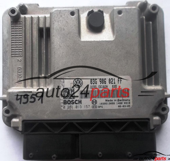 CALCULATEUR MOTEUR VW VOLKSWAGEN CADDY 1.9 TDI 03G906021FF, 03G 906 021 FF, BOSCH 0 281 013 157, 0281013157, DIESEL EDC16U34 8183, 1039S13099