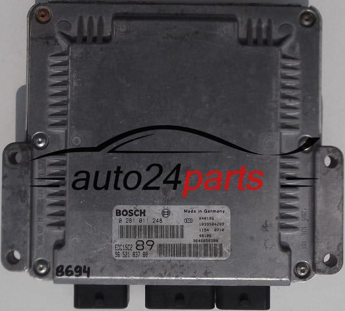 KOMPUTER STEROWNIK SILNIKA PEUGEOT 307 2.0 HDI, BOSCH 0 281 011 248, 0281011248, EDC15C2 89, 96 521 837 80, 9652183780 - PLUG&PLAY
